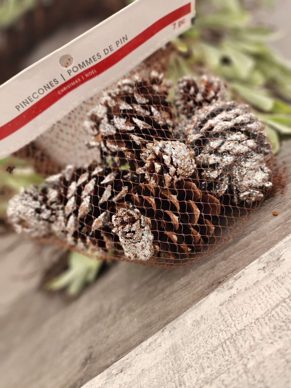 Christmas Pinecones Crafting Seven Piece Set Silver Glitter Ashland Brand NEW